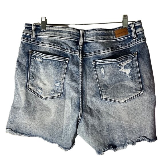 Judy Blue 1XL Denim Frayed Shorts Style JB150018 MidRise Cut offs - Picture 4 of 7